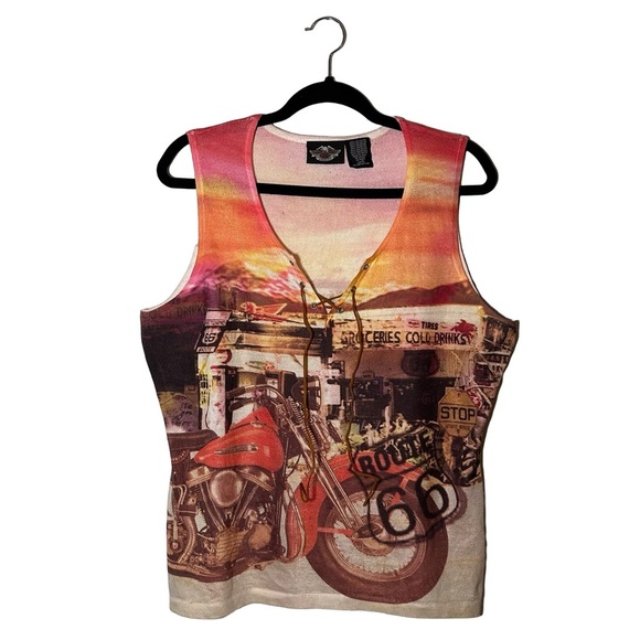 Harley-Davidson Tops - Vintage Y2K Harley Davidson Route 66 Women's Tank Shirt